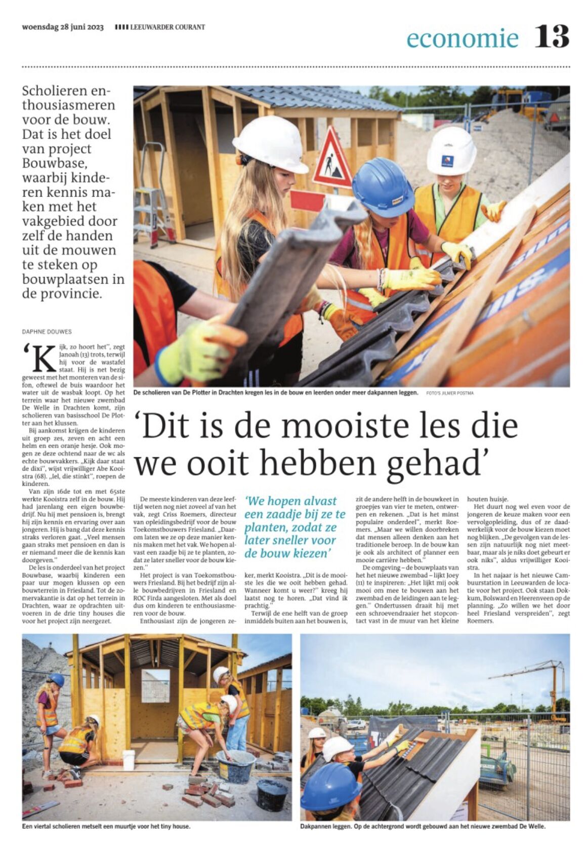 Dit is de mooiste les die we ooit hebben gehad, artikel Leeuwarder Courant 28 juni 2023