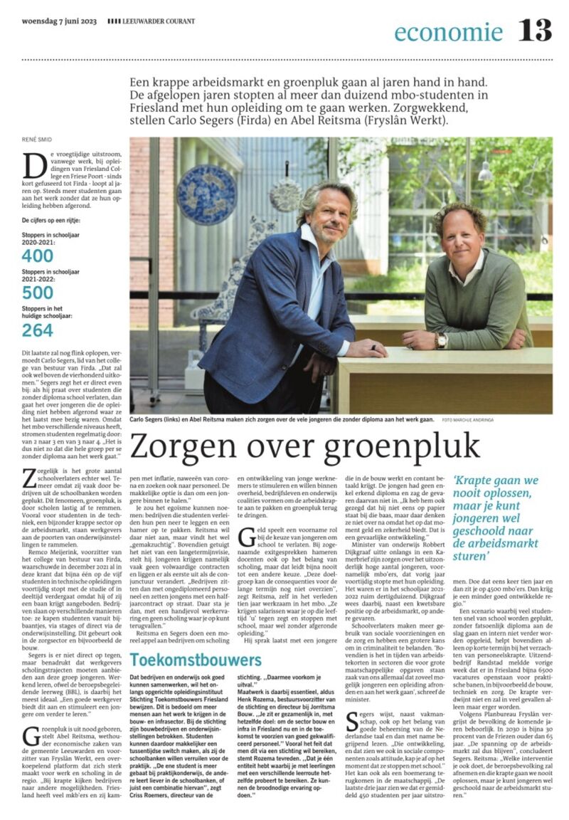 Zorgen over groenpluk Artikel Leeuwarder Courant, 7 juni 2023